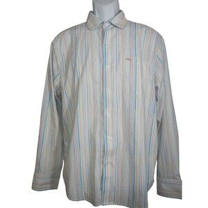Tommy Bahama Shirt Men Size Medium  Sarasota Stretch Button Up Coolmax Flip Cuff